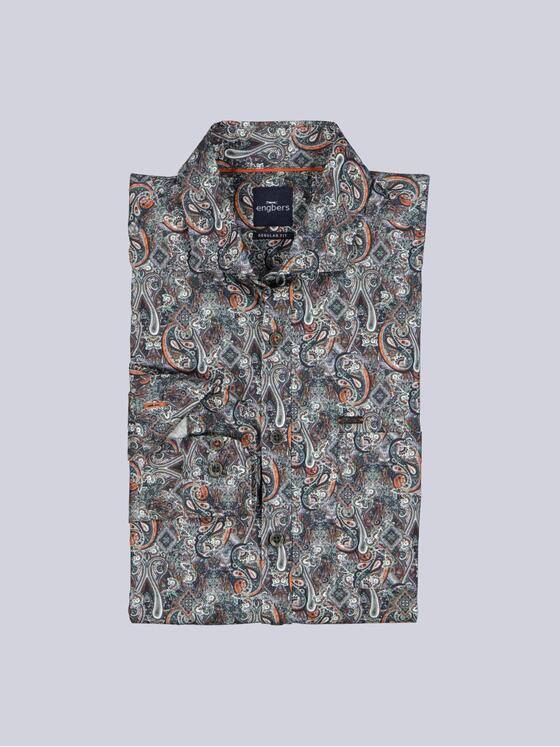 engbers Herren Langarm-Hemd gemustert Oliv 39326