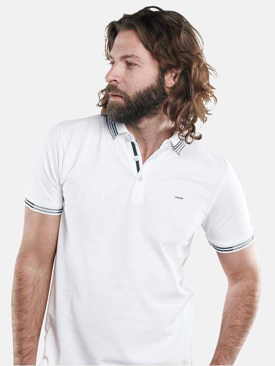 emilio adani Herren Poloshirt mit zahlreichen Kontrastdetails Weiß 29674