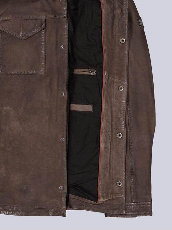engbers Herren Lederjacke im Hemd-Design Dunkelbraun 39363