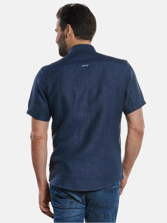 engbers Herren Kurzarm-Hemd aus Leinen Saphirblau 32821