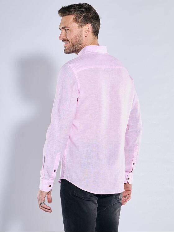 emilio adani Herren Langarm-Hemd aus Leinen Violett 38559