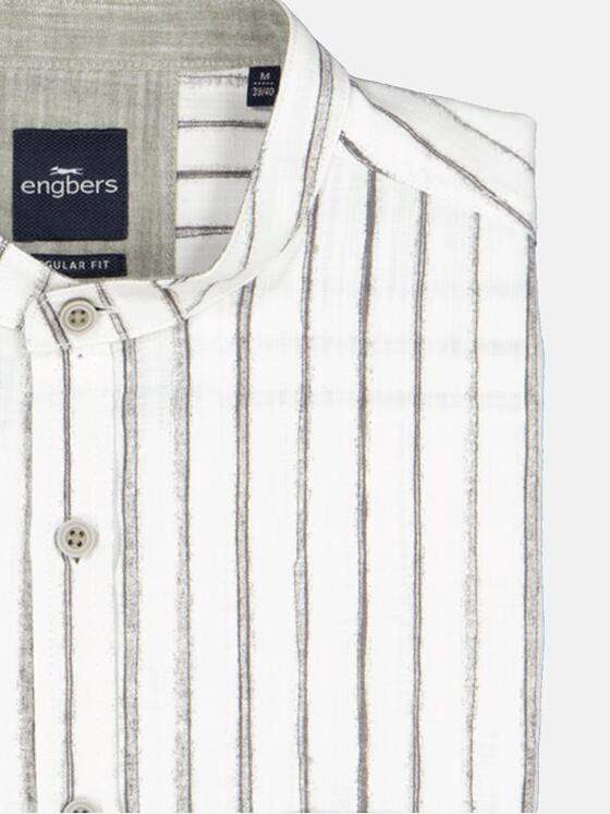 engbers Herren Kurzarm-Hemd gestreift Braunbeige 34943