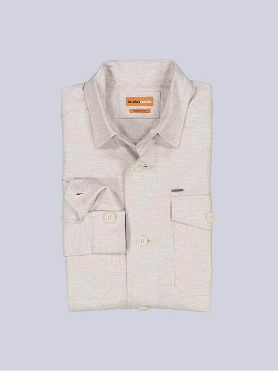 emilio adani Herren Overshirt mit Leinenanteil Beige 38765
