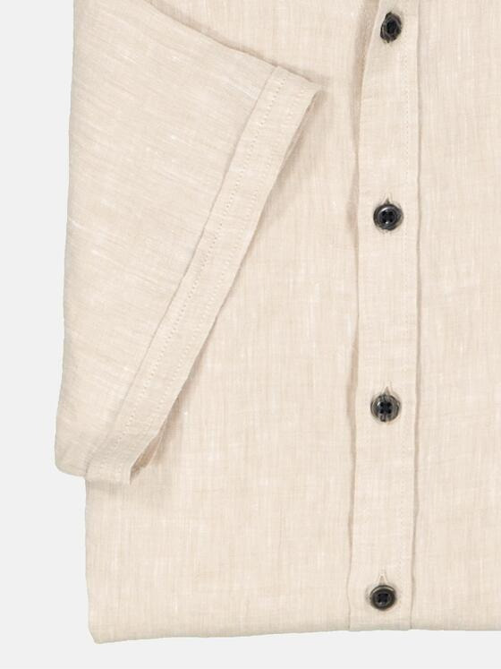 emilio adani Herren Kurzarm-Hemd aus Leinen Beige 36683