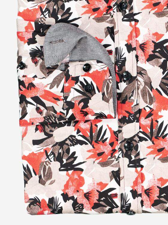 engbers Herren Langarm-Hemd gemustert Orange 38019