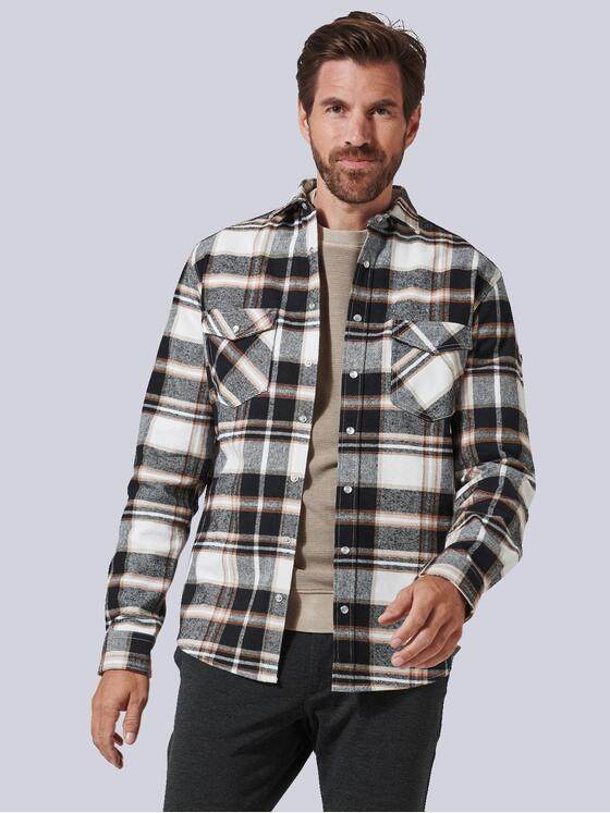 engbers Herren Langarm-Hemd kariert Schwarzbraun 35211