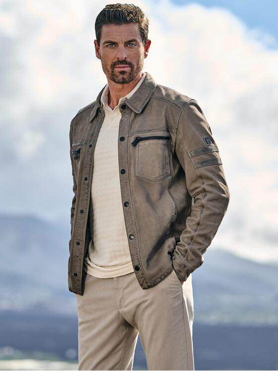 engbers Herren Lederjacke regular Grau 38407