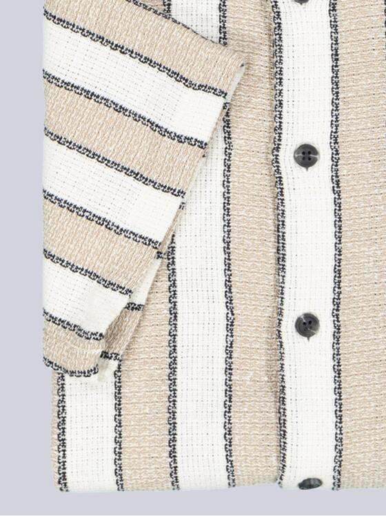 emilio adani Herren Kurzarm-Hemd gestreift Beige 38994
