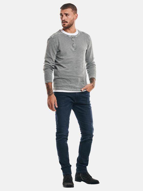 emilio adani Herren Henley-Shirt strukturiert Grau 32451