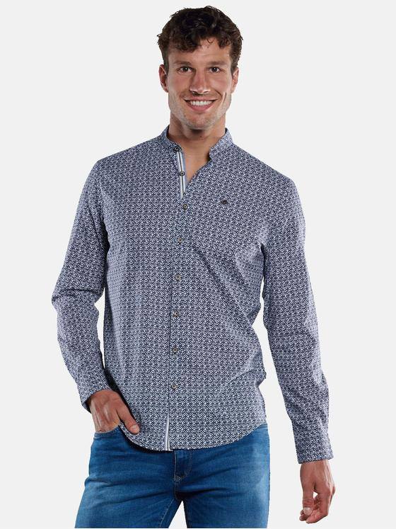 engbers Herren Langarm-Hemd gemustert Marineblau 33055