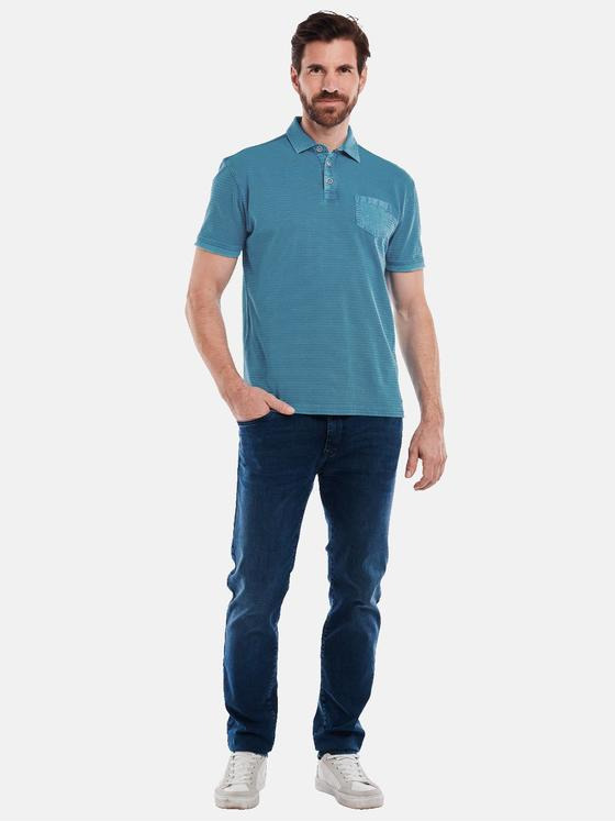 engbers Herren Polo-Shirt gestreift Türkis 35059