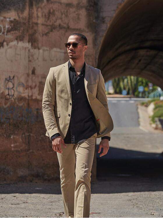 emilio adani Herren Anzug-Sakko Slim fit Beige 34593