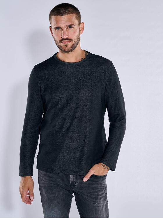 emilio adani Herren Langarm-Shirt strukturiert Schwarz 39521