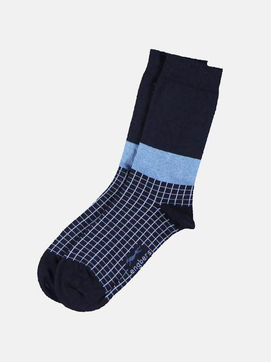 engbers Herren Gemusterte Socken Marineblau 30614