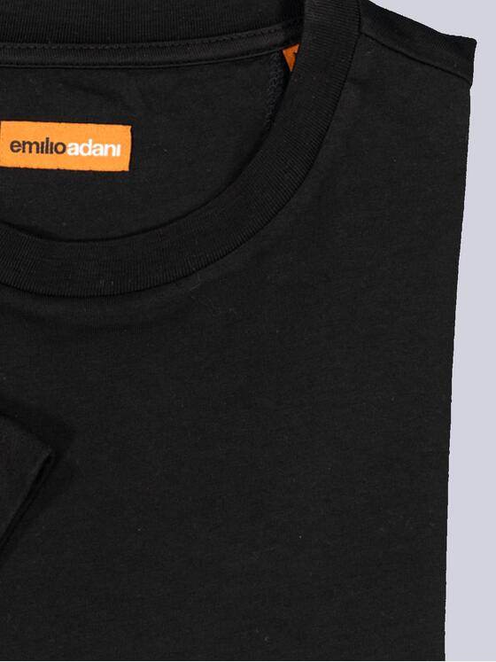 emilio adani Herren T-Shirt uni Schwarz 36146