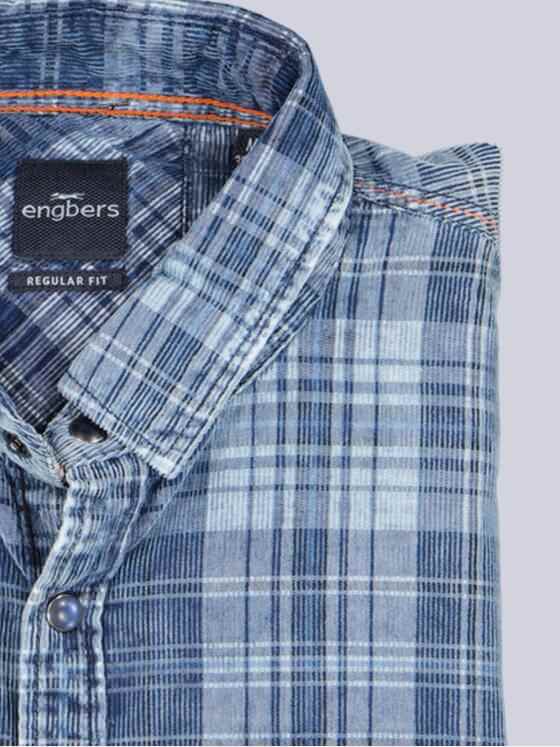 engbers Herren Langarm-Hemd aus Babycord Indigoblau 39432