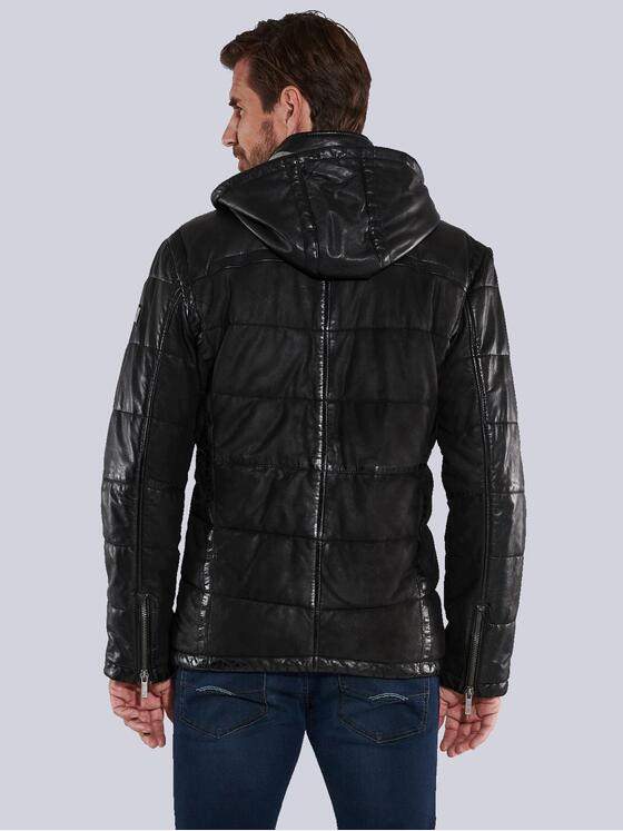 ENGBERS GERMANY Herren Lederjacke aus Materialmix Schwarz 35439