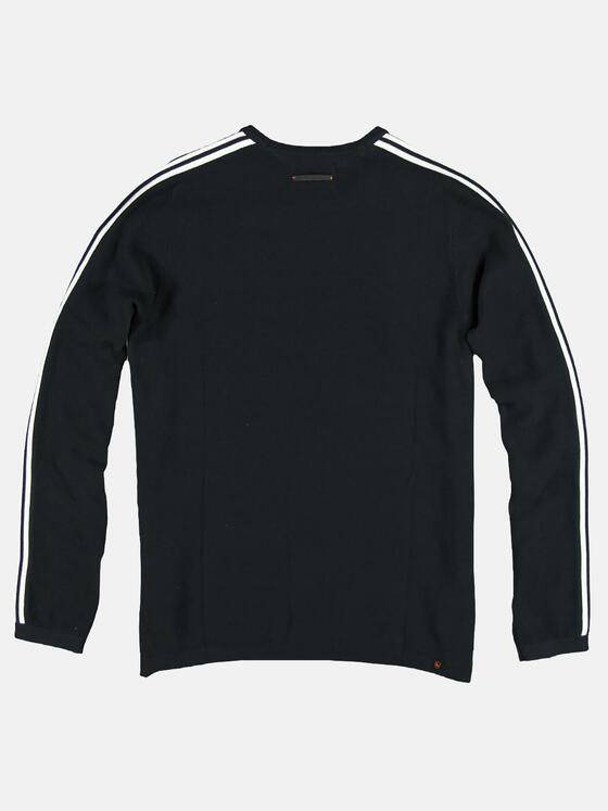 emilio adani Herren softer Pullover mit Kontraststreifen Schwarz 29279