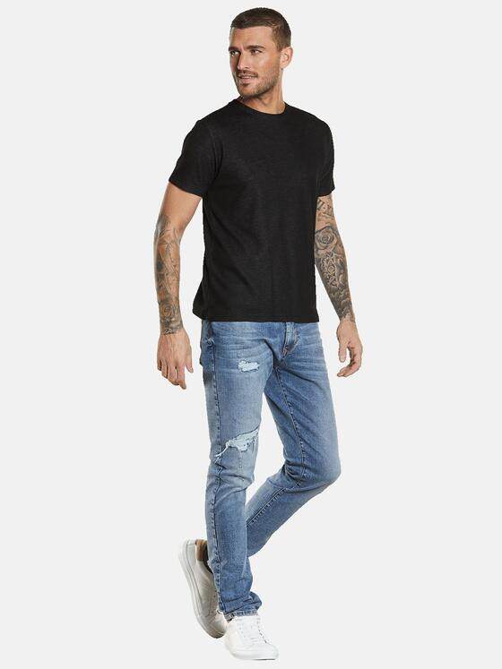emilio adani Herren T-Shirt uni Schwarz 34489