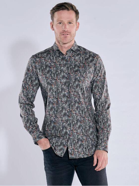 engbers Herren Langarm-Hemd gemustert Oliv 39326