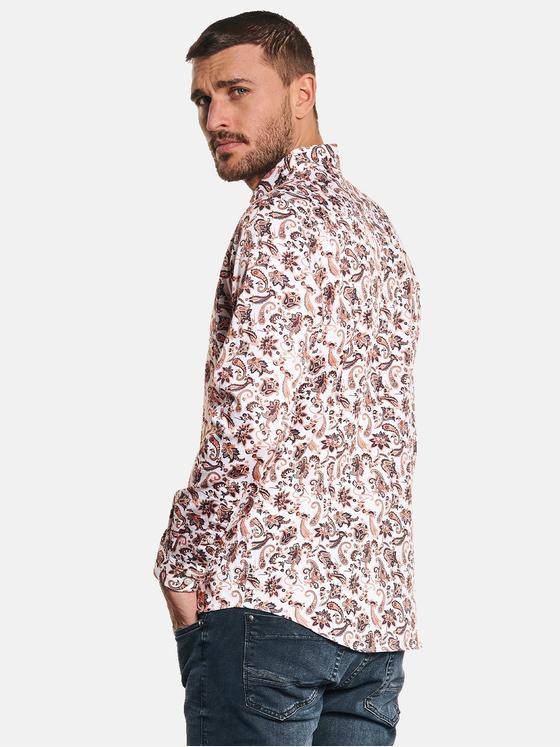 emilio adani Herren Langarm-Hemd mit Paisley-Print Orange 32639