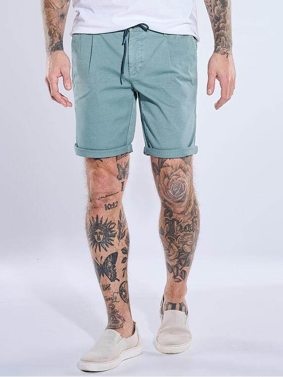 emilio adani Herren Bermuda Chino mit Tunnelzug Petrolblau 40739