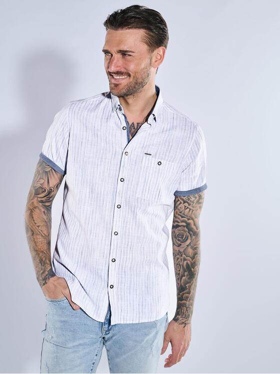 emilio adani Herren Kurzarm-Hemd gestreift Blau 38897