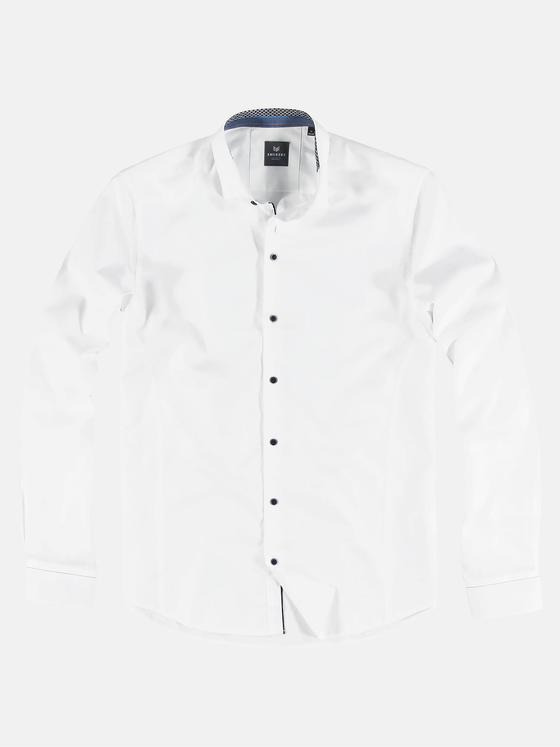 ENGBERS GERMANY Herren Dezent gemustertes Langarmhemd Reinweiss 30530