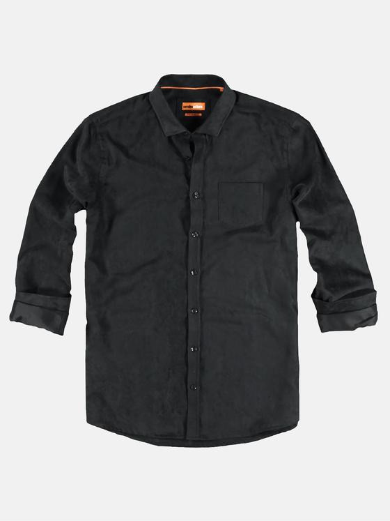 emilio adani Herren Hemd aus angesagter Suede Ware Schwarz 28962