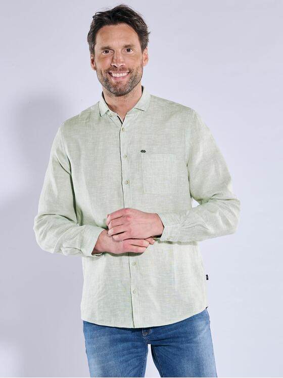 engbers Herren Langarm-Hemd aus Leinen Hellgruen 38364