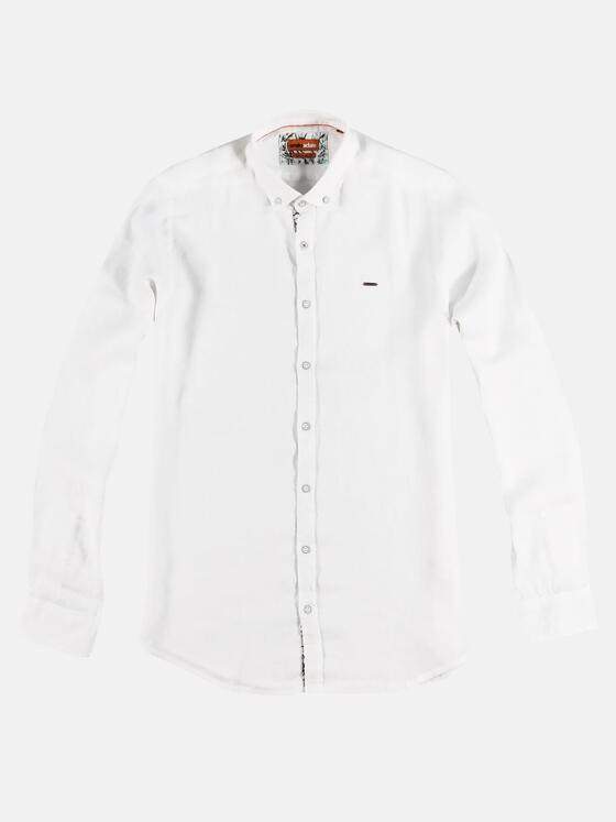 emilio adani Herren Sommerliches Leinenhemd mit stylischen Kontrastdetails Weiß 29919