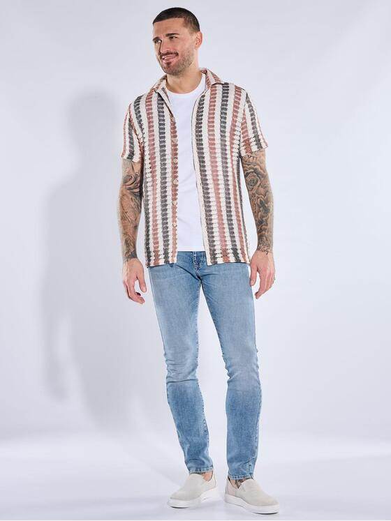 emilio adani Herren Hemd gemustert Braun 40405