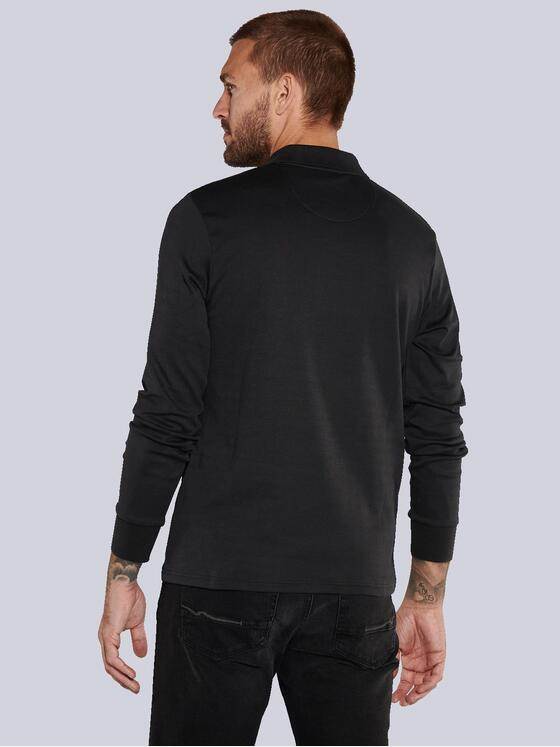emilio adani Herren Langarm-Shirt mit Polo-Kragen Schwarz 36136