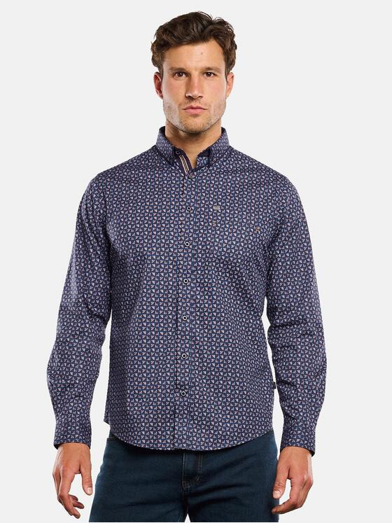 engbers Herren Langarm-Hemd gemustert Blau 33659