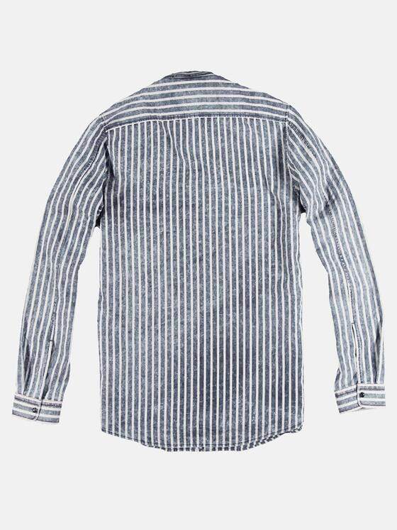 emilio adani Herren gestreiftes Stehkragenhemd Blau 29952
