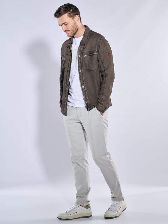 emilio adani Herren Lederjacke slim fit Grau 38288