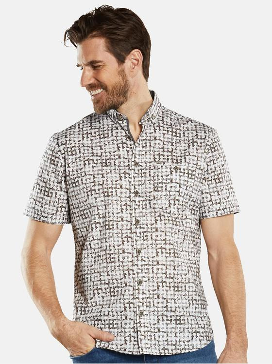 engbers Herren Kurzarm-Hemd gemustert Oliv 34763