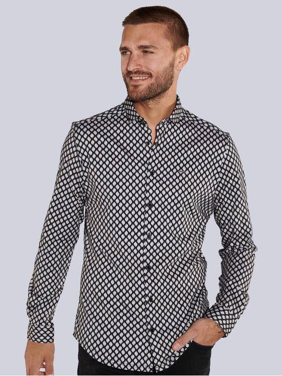 emilio adani Herren Langarm-Hemd slim fit Schwarz 36102