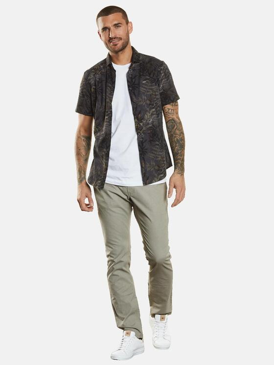emilio adani Herren Kurzarm-Hemd gemustert Beige 34267