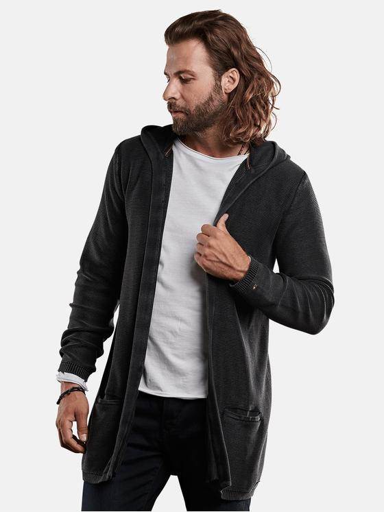 emilio adani Herren modischer Cardigan mit Kapuze Grau 28940