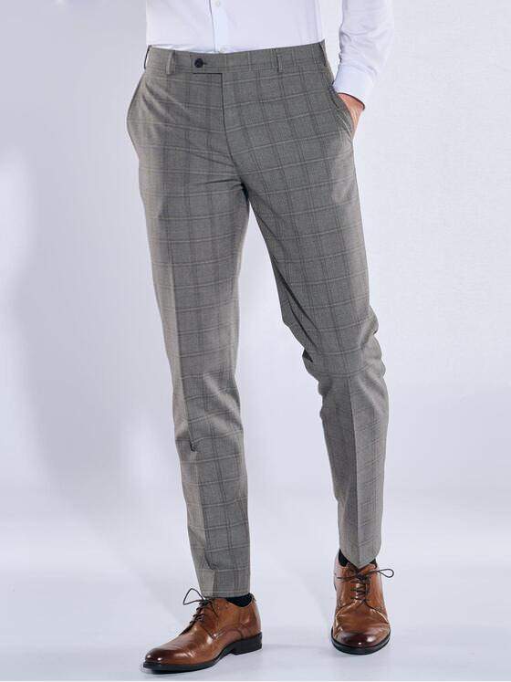 emilio adani Herren Anzug-Hose im Karodesign Grau 38189