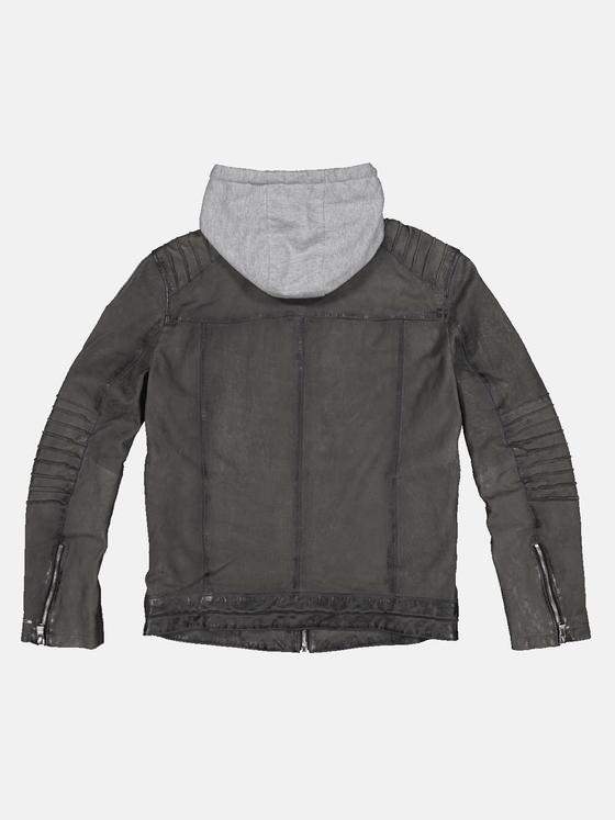 emilio adani Herren Lederjacke mit Sweat-Kapuze Braun 32570