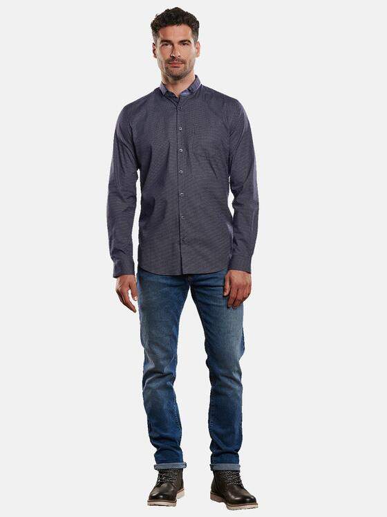 engbers Herren Langarm-Hemd gemustert Marineblau 32395