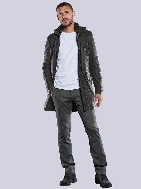 emilio adani Herren Leder-Parka mit abnehmbarer Kapuze Grün 33530