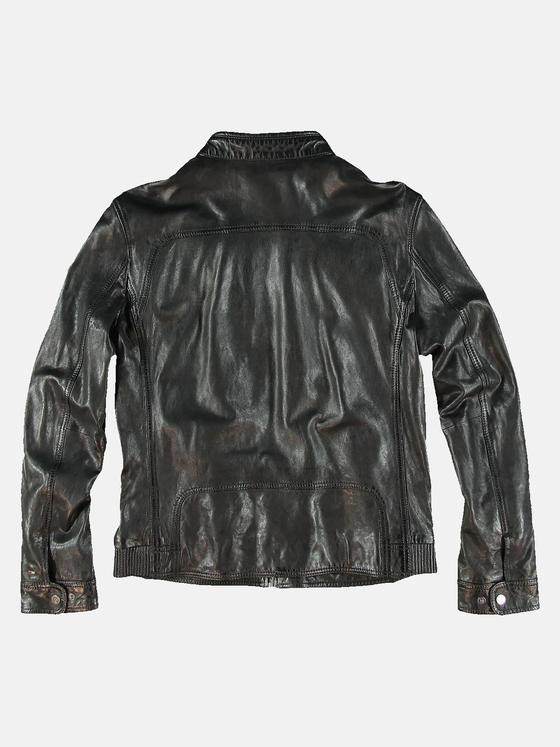 emilio adani Herren Lederjacke sportiv Schwarz 31877