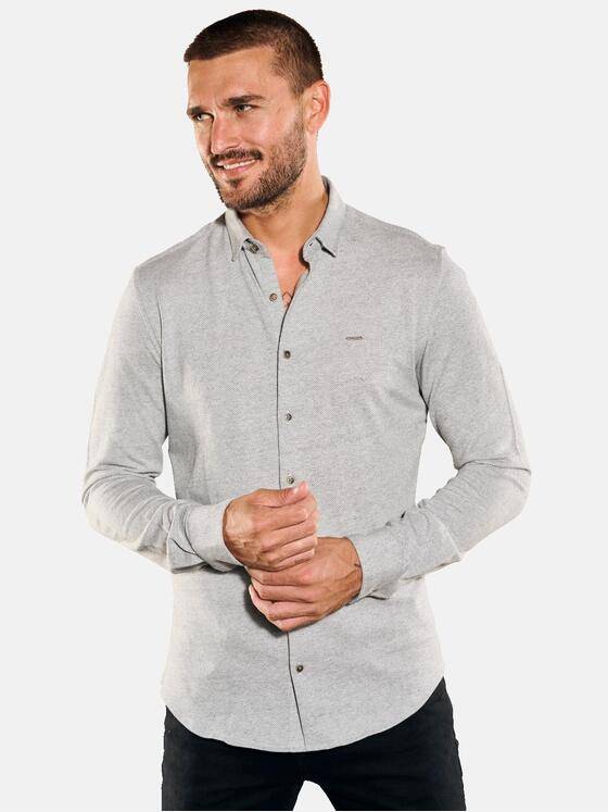 emilio adani Herren Langarm-Hemd strukturiert Grau 35307
