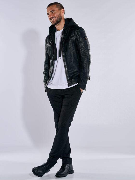 emilio adani Herren Lederjacke Schwarz 37999