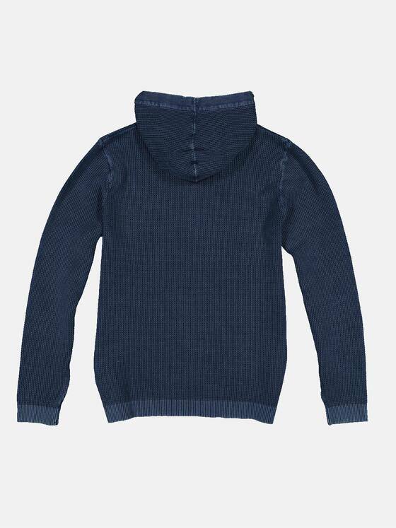 emilio adani Herren Strickpullover mit Kapuze Blau 33385