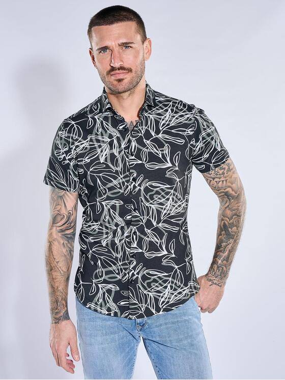 emilio adani Herren Kurzarmhemd aus Jersey Anthrazit 40697