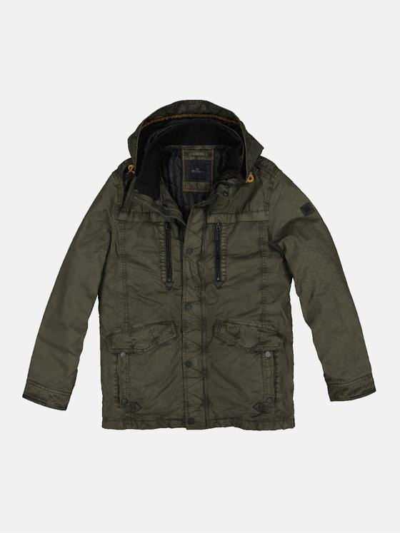 engbers Herren Baumwoll-Jacke mit abnehmbarer Kapuze Oliv 33563